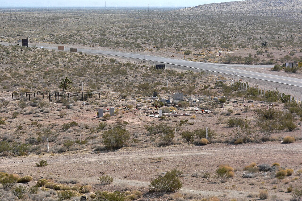 Goodsprings Cemetery in the desert beside the highway.
